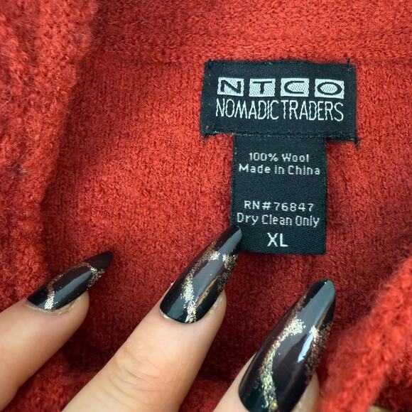 90's crimson pure wool abstract cardigan by NTCO NOMADIC TRADERS - Picture 10 of 17